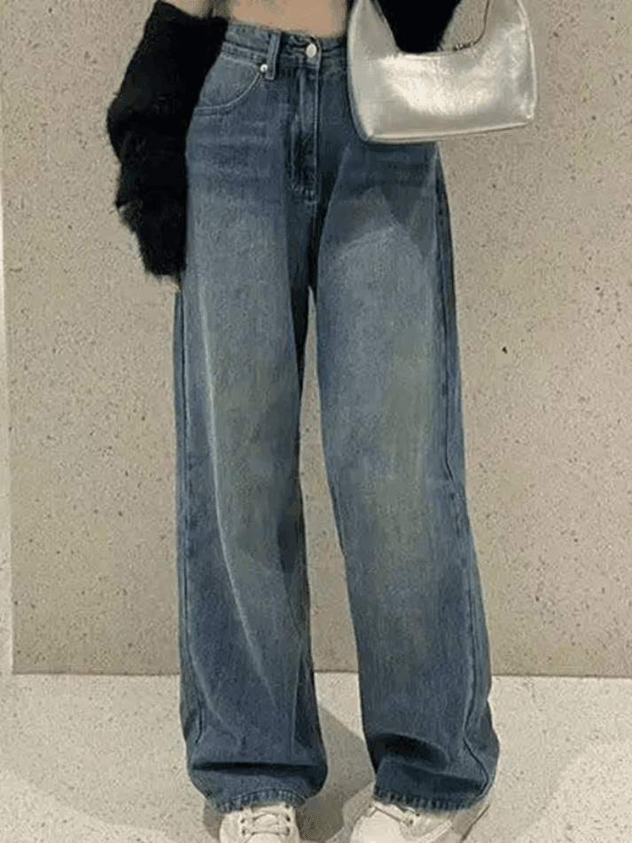 Levoire | Récolte Vintage Jean Boyfriend Délavé Droit Bleu