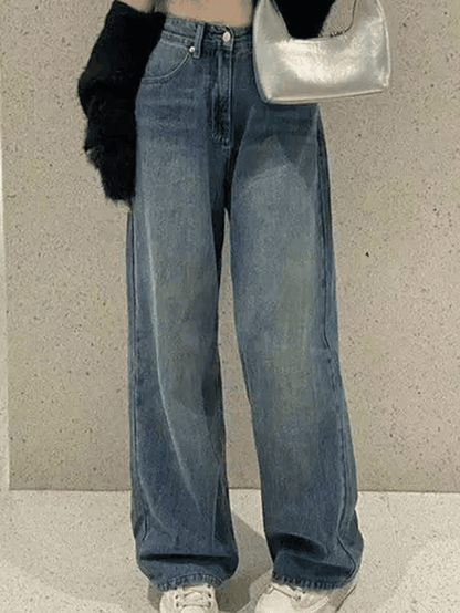 Levoire | Récolte Vintage Jean Boyfriend Délavé Droit Bleu