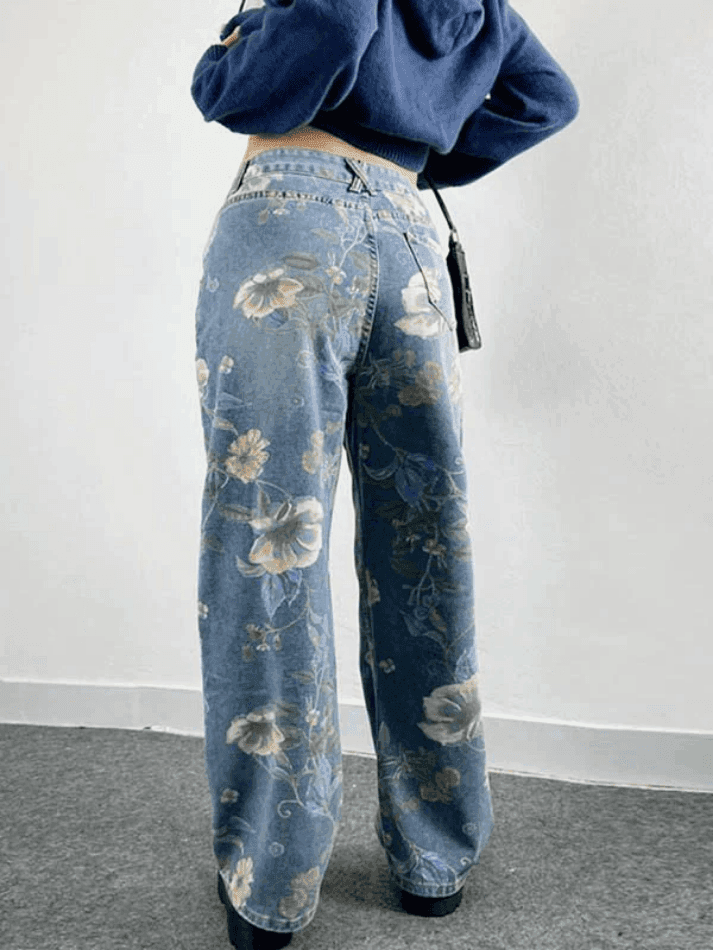 Levoire | Weinlese Fleurs Baggy Boyfriend Jeans