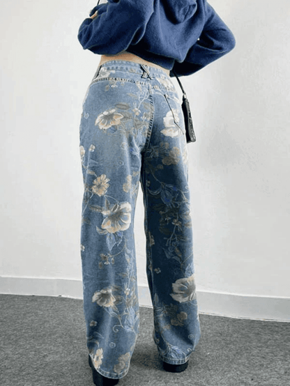Levoire | Weinlese Fleurs Baggy Boyfriend Jeans