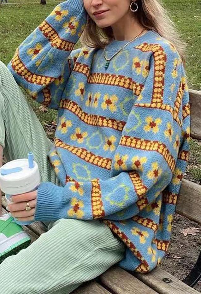 Levoire | Pullover À Fleurs Vintage Bleu