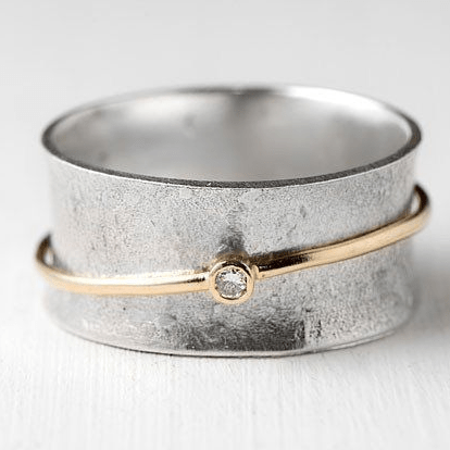 Levoire | Ligne Or Zirconium Bague En Argent