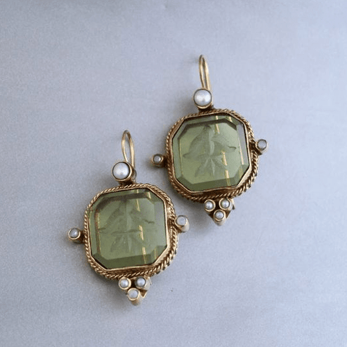 Levoire | Vert & Perles Boucles D'Oreilles