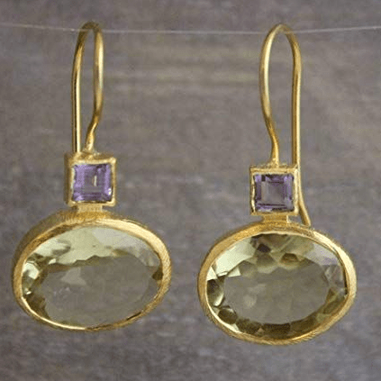 Levoire | Cristal Vert Boucles D'Oreilles Dorées