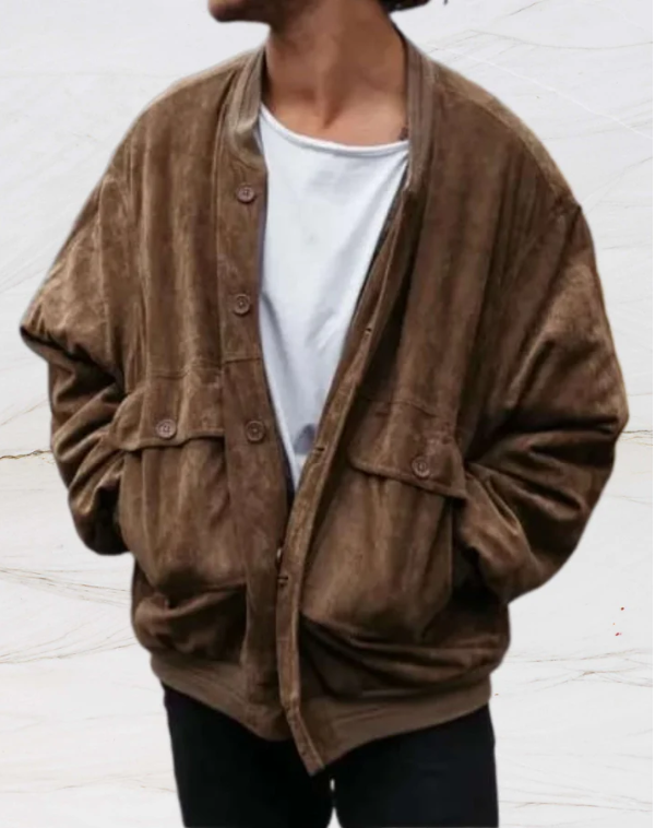 Levoire | Veste Brune Avec Boutons Pour Hommes