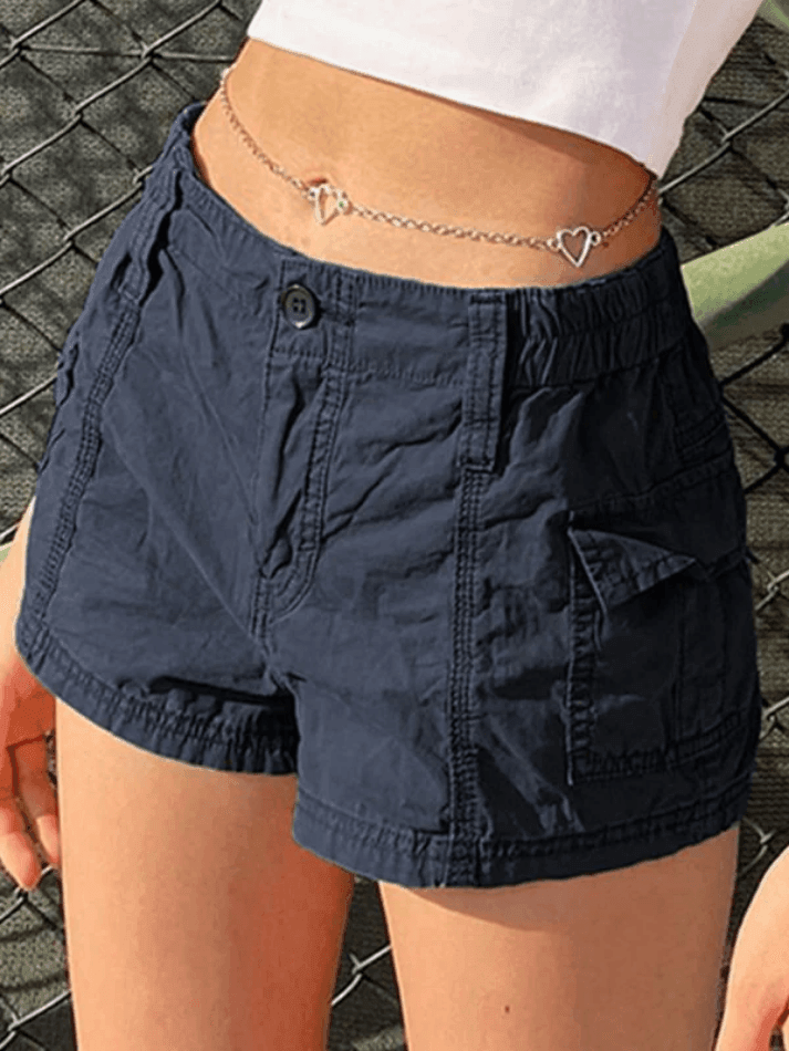Levoire | Récolte Taille Basse Asymétrique Short Cargo Bleu