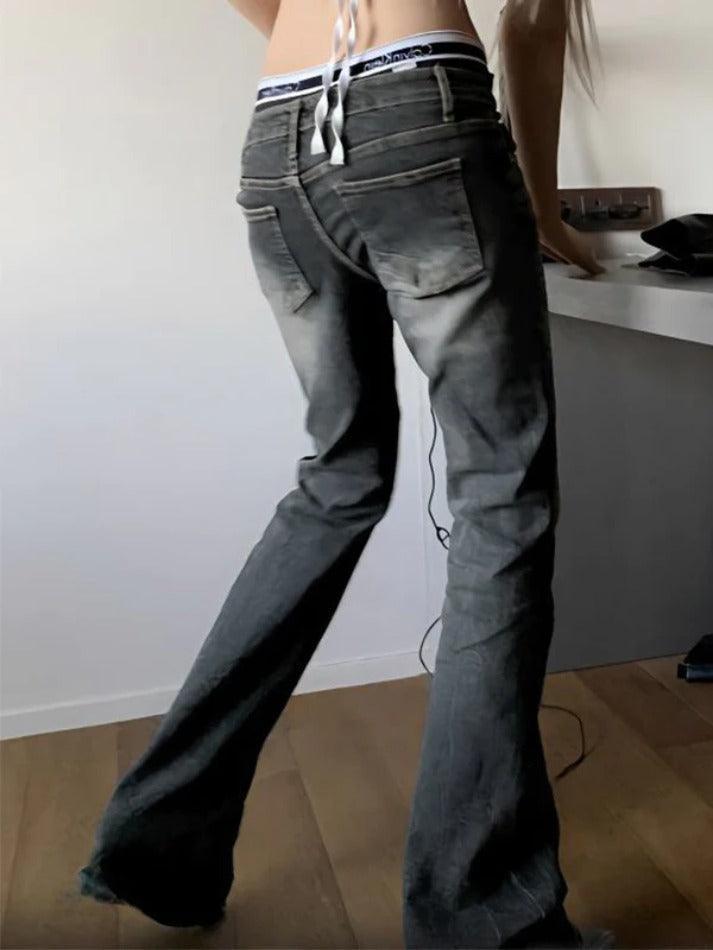 Levoire | Taille Basse Lavage Flare Jeans