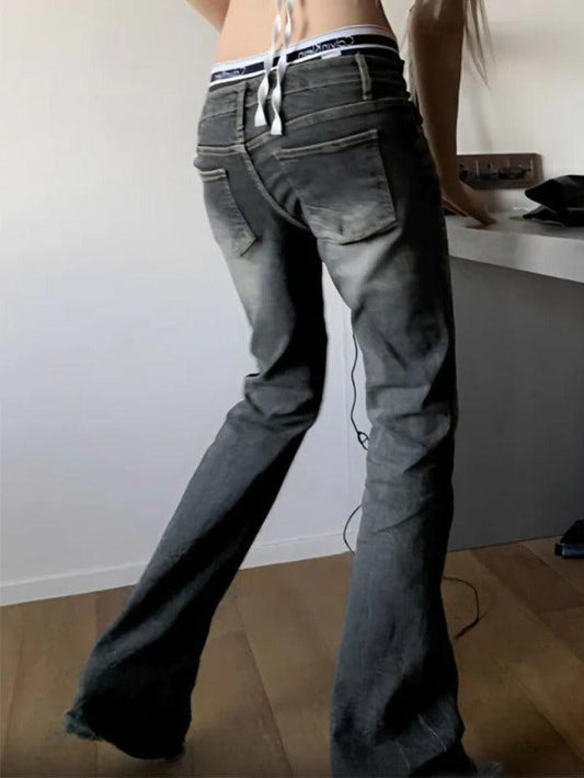 Levoire | Taille Basse Lavage Flare Jeans