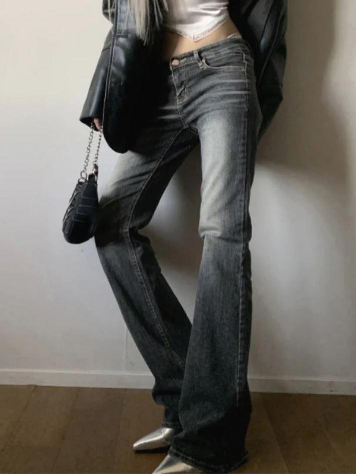 Levoire | Taille Basse Lavage Flare Jeans