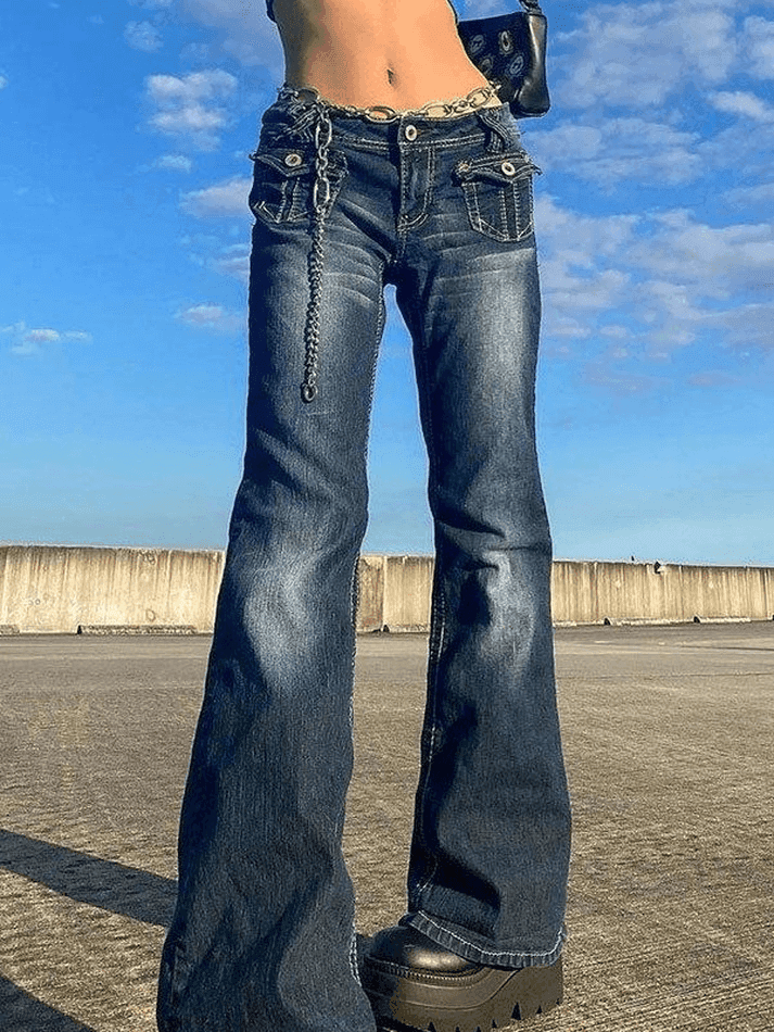 Levoire | Veste Cargo Taille Basse Weinlese Bleu