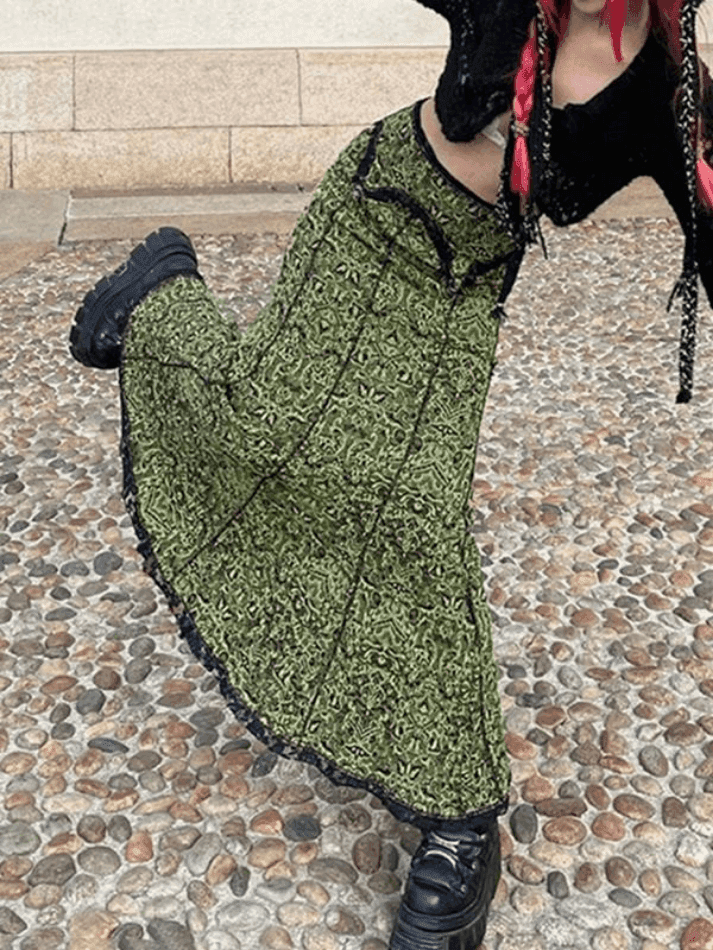 Levoire | Jupe Maxi Patchwork Imprimé Sirène Vintage