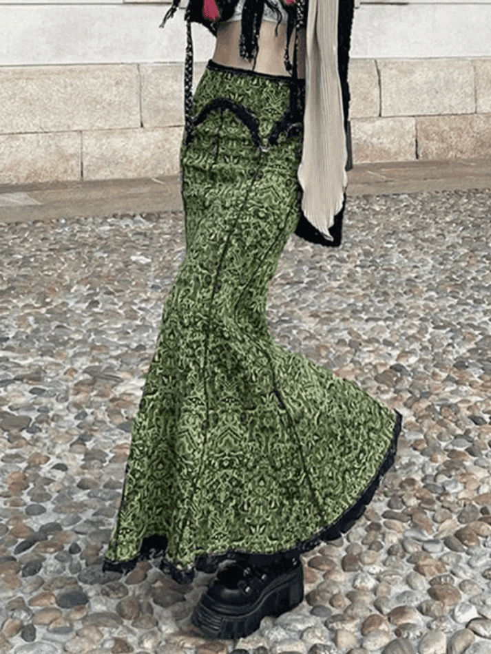 Levoire | Jupe Maxi Patchwork Imprimé Sirène Vintage