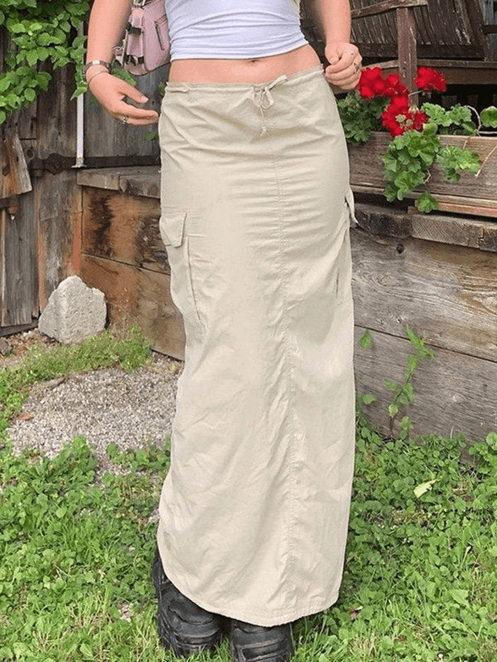 Levoire | Jupe Cargo Longue Vintage À Poche Beige