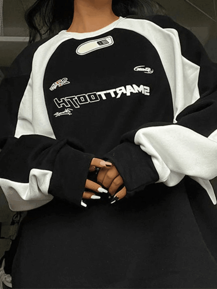 Levoire | Sweat-Shirt Raglan Imprimé Vintage Noir