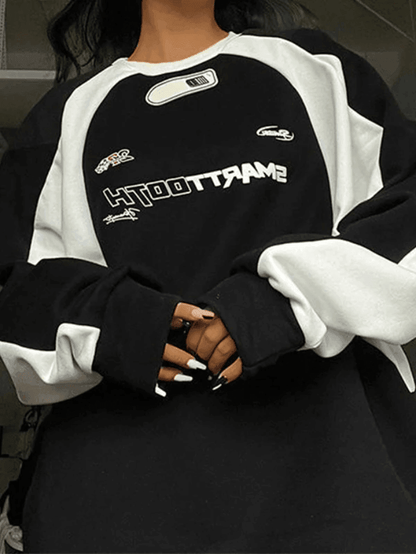 Levoire | Sweat-Shirt Raglan Imprimé Vintage Noir