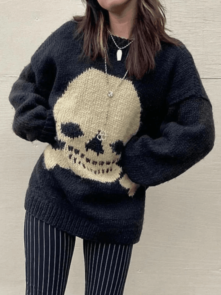 Levoire | Pull Sweatshirt Jacquard Skull Weinlese