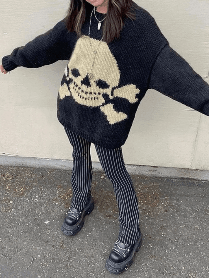 Levoire | Pull Sweatshirt Jacquard Skull Weinlese