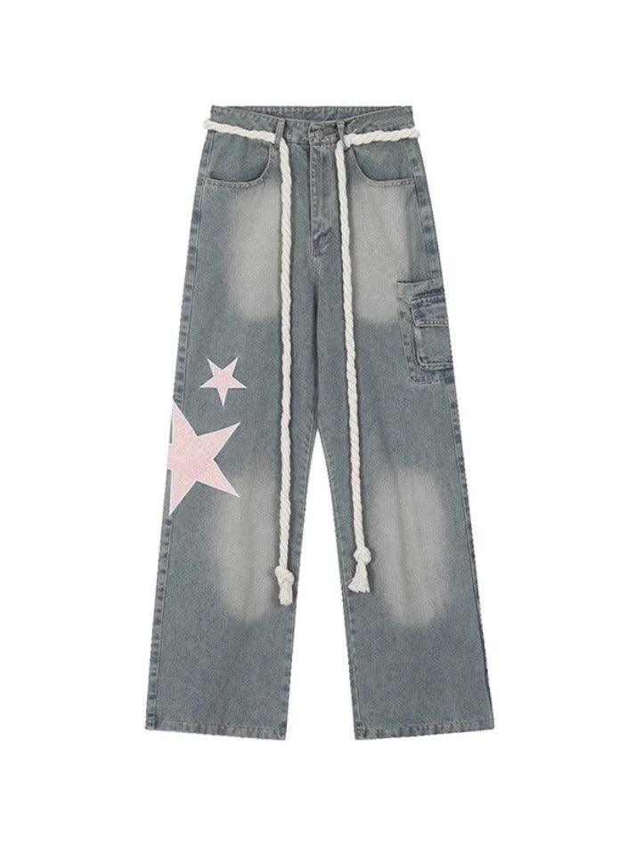 Levoire | Jean Boyfriend Imprimé Patch Étoile Vintage