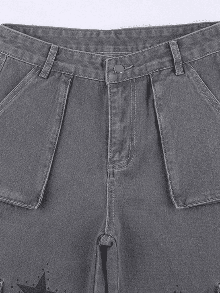 Levoire | Jean Cargo Boyfriend Fit Imprimé Étoile Weinlese