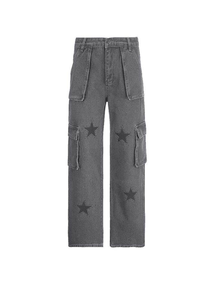 Levoire | Jean Cargo Boyfriend Fit Imprimé Étoile Weinlese