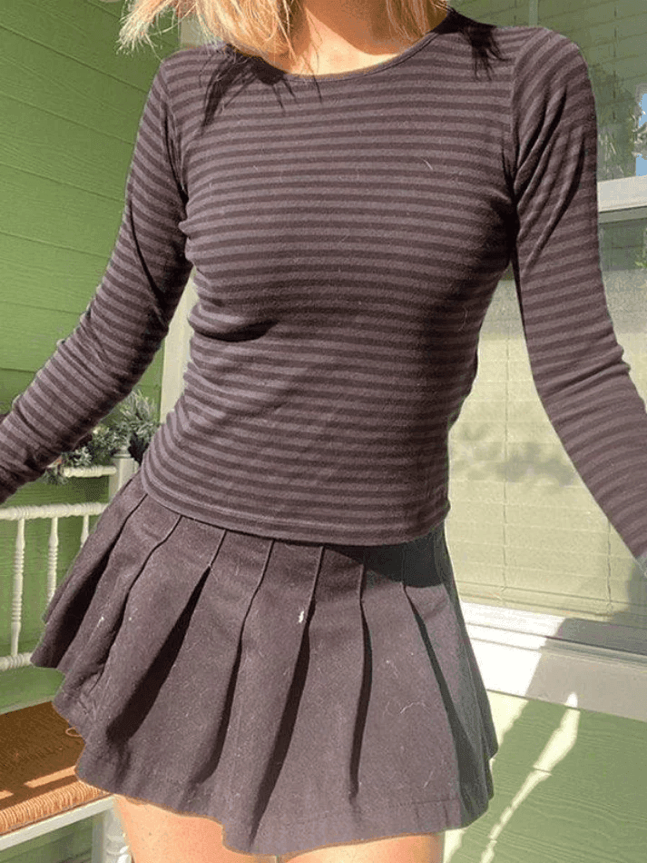 Levoire | Vin De Récolte Crop-Top Rayé À Manches Longues