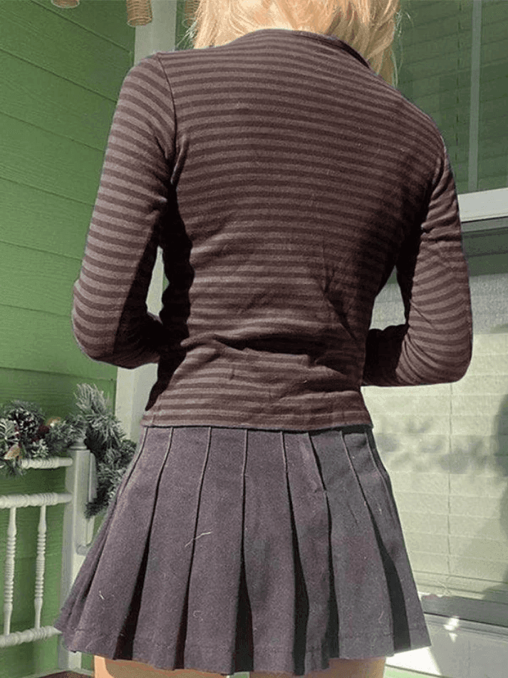 Levoire | Vin De Récolte Crop-Top Rayé À Manches Longues