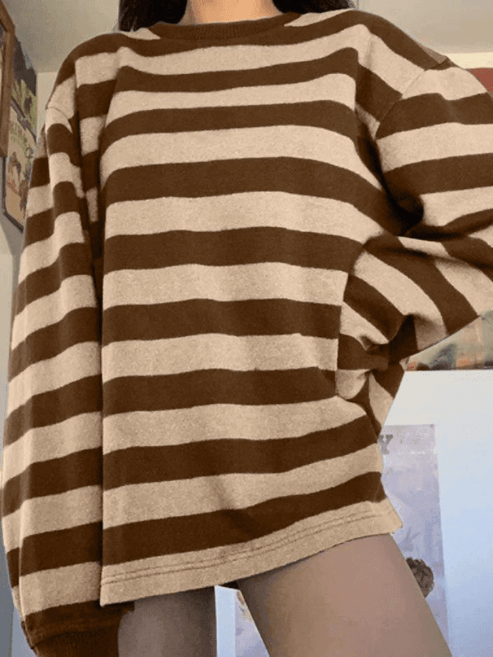 Levoire | Vintage Rayé Oversize Pull Sweatshirt