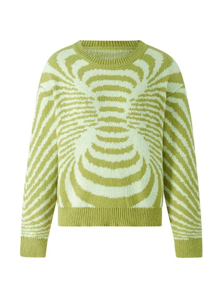 Levoire | Pull Court Col Rond Rayé Vintage Splice Vert