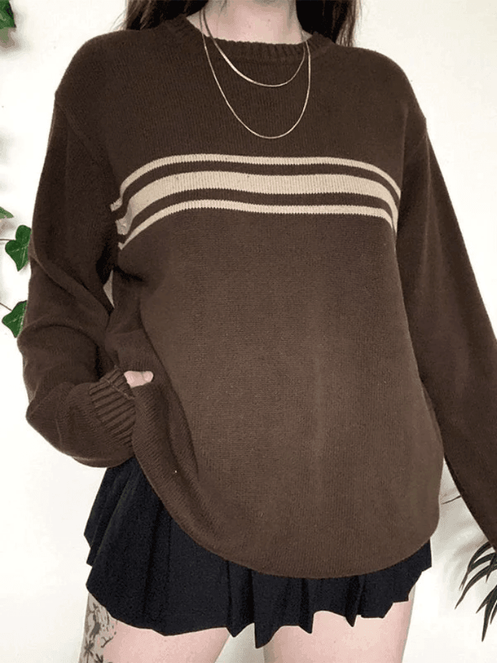 Levoire | Vintage Trois Rayures Pull-Over Pullover Braun