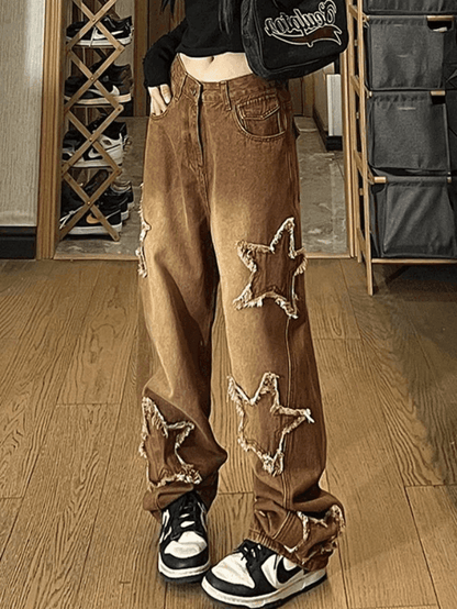 Levoire | Jean Boyfriend Délavé À Patch Étoile Weinlesewasch