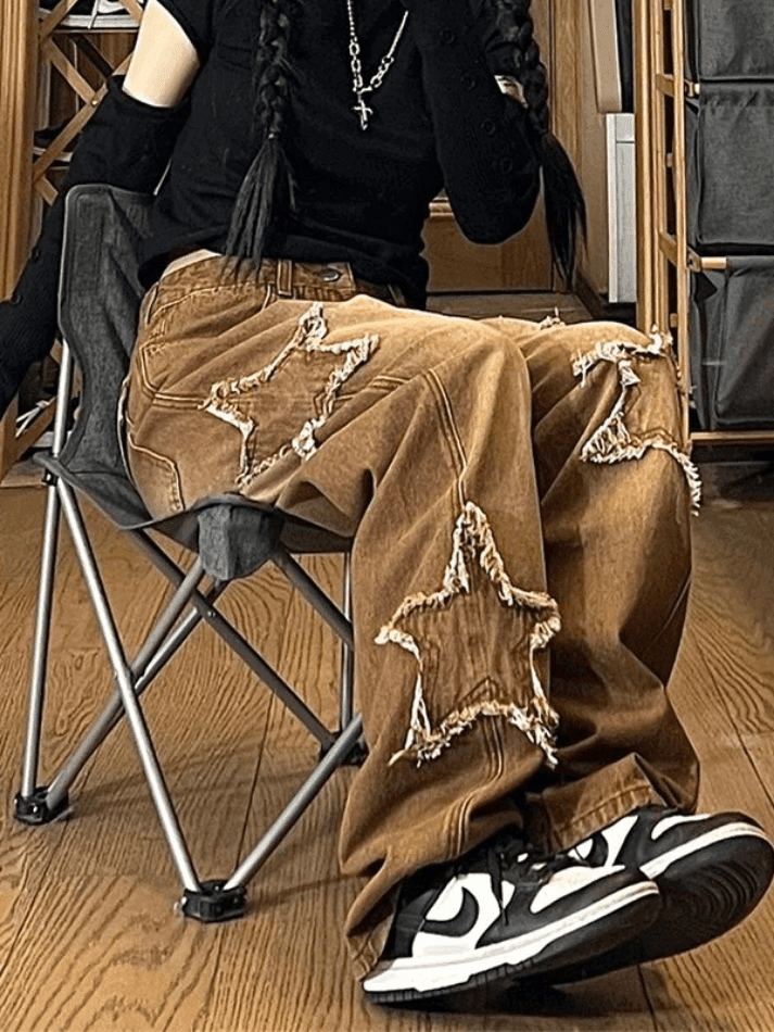 Levoire | Jean Boyfriend Délavé À Patch Étoile Weinlesewasch