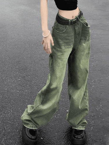 Levoire | Lavage Vintage Vert Jeans Boyfriend Des Années 90