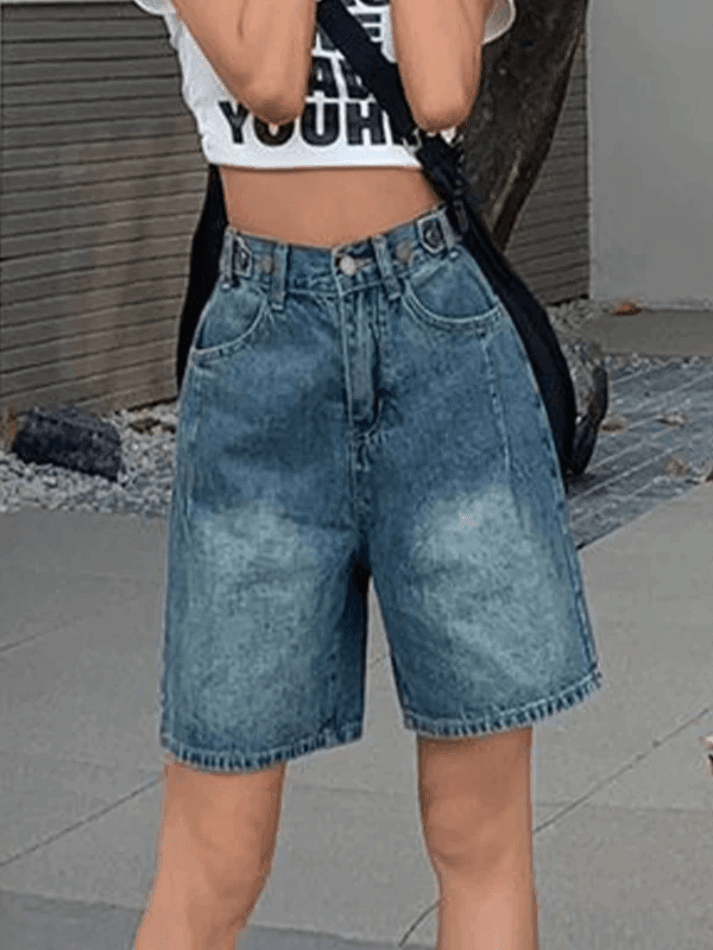 Levoire | Récolte Lavée Bleu Denim Short Court