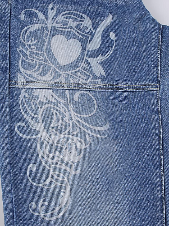 Levoire | Jeans Vintage Lavés À Imprimé Cœur