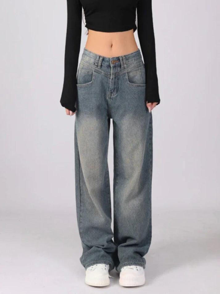 Levoire | Jean Boyfriend Vintage À Taille Haute Bleu