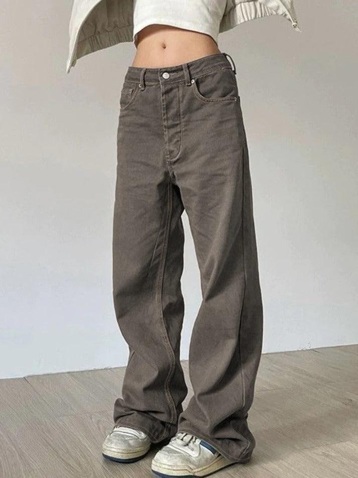 Levoire | Jeans Boyfriend Taille Mi-Haute Lavés Weinlese Kaki