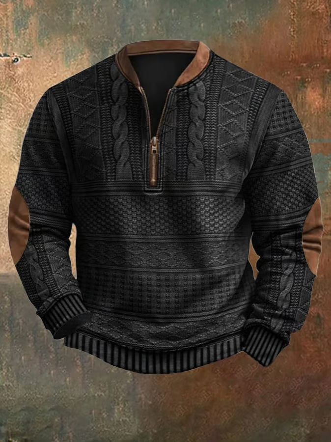 Levoire | Collection De Vin Tricot Imprim Sweatshirt Avec Zip Noir