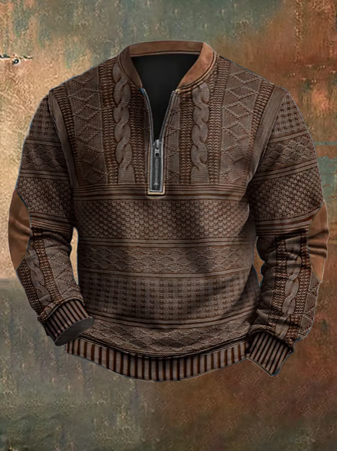 Levoire | Collection De Vin Tricot Imprim Sweatshirt Avec Zip Braun