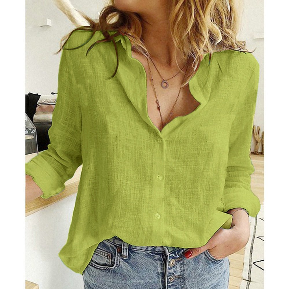 Levoire | Chemise Chic Boutonnée Imprimée Pour Femmes Vert