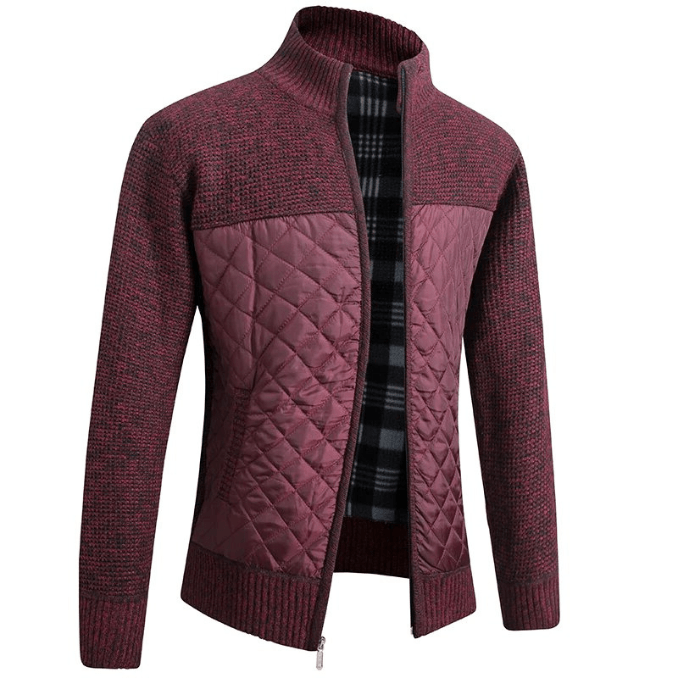 Levoire | Veste Hommes Premium Cardigan Luxe & Chaud Parfaite Pour l'Automne Bordeaux Rouge