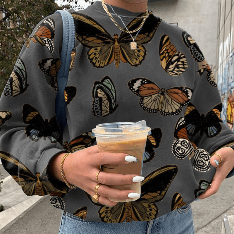 Levoire | Pull Femme Avec Papillons Pull Élégant Gris