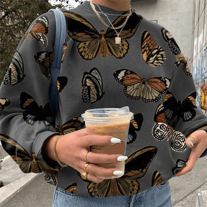 Levoire | Pull Femme Avec Papillons Pull Élégant Gris