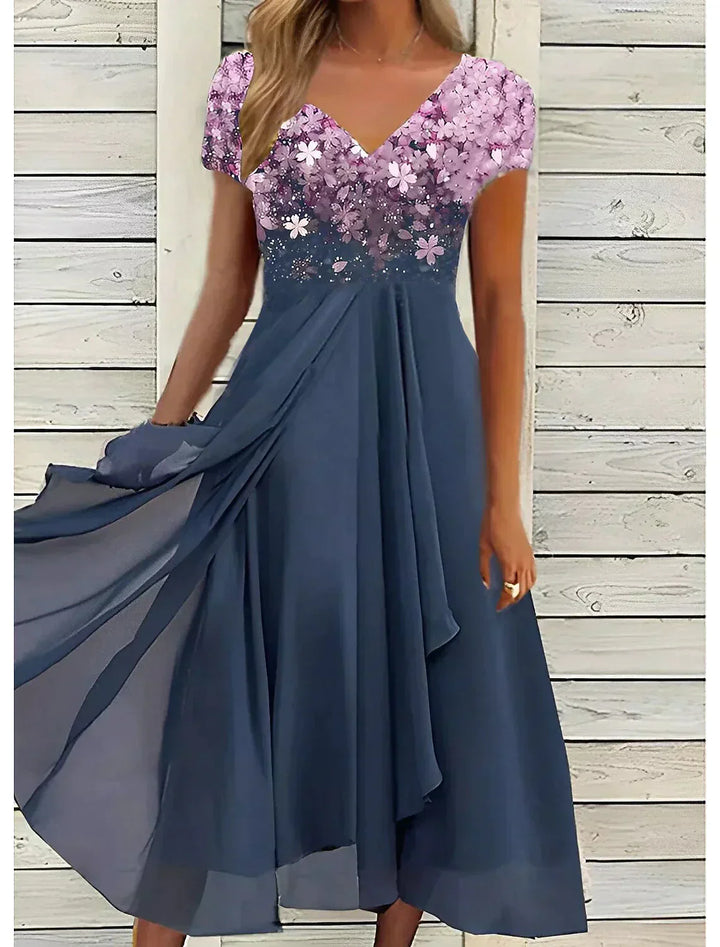 Levoire | Robe Midi Pour Femmes Avec Imprimé Floral Pour L'Été Lila