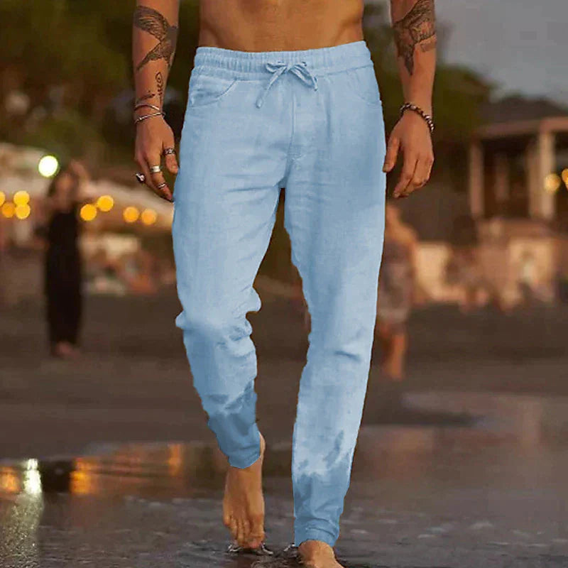 Levoire | Pantalon En Lin Pour Hommes Rose Céleste