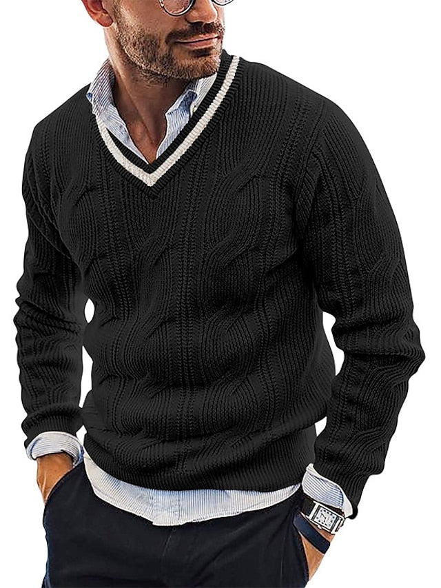 Levoire | Pull En Laine À Col En V À Manches Longues Noir