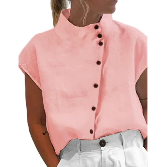 Levoire | Blouse Élégante Avec Col Montant Rosa
