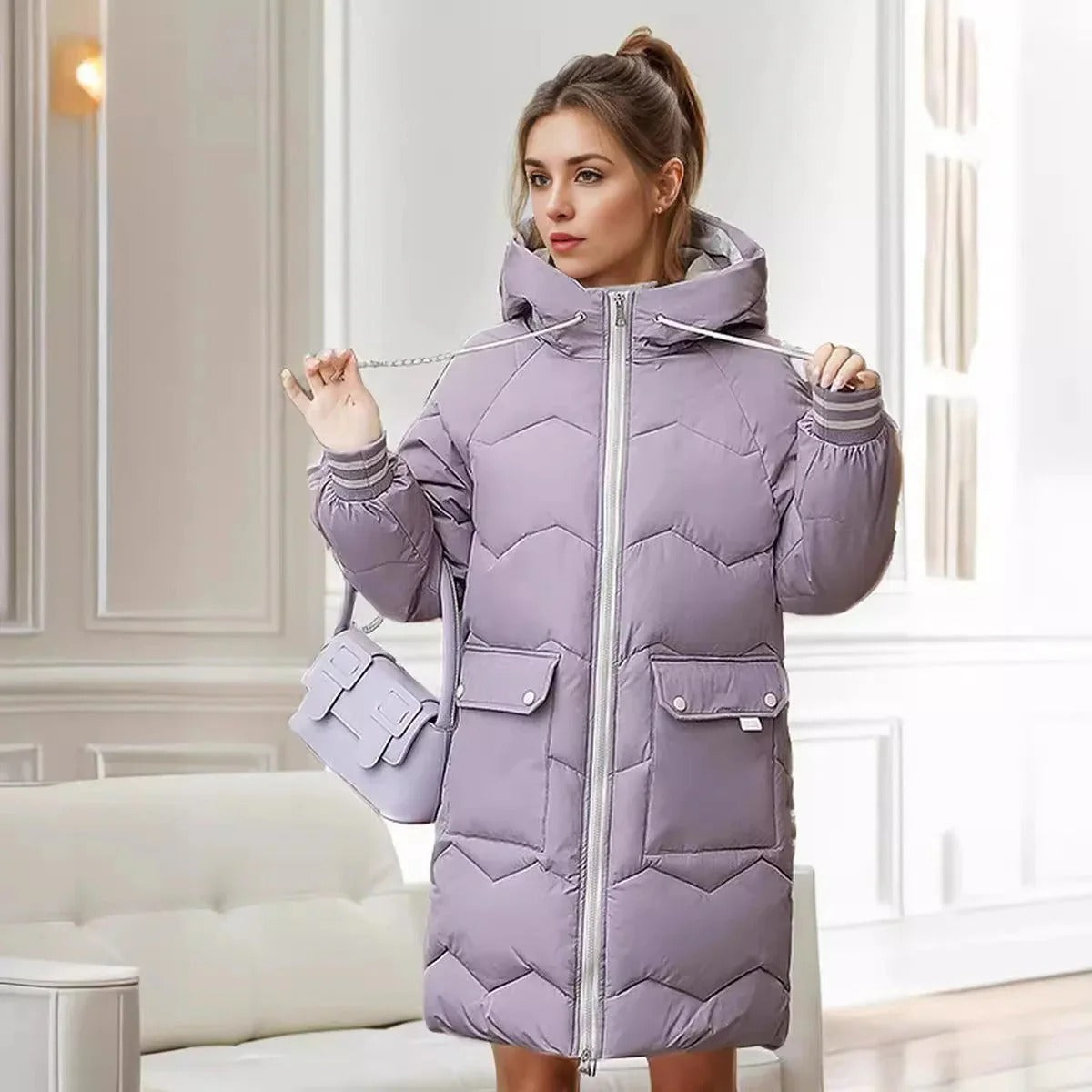 Levoire | Veste À Manches Longues Avec Zip Et Poches Lilas