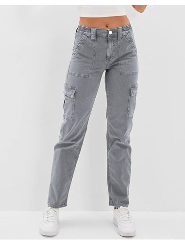 Levoire | Boutons Lavés Pantalons en Coton Femme Casual