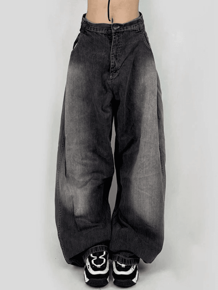 Levoire | Jean Boyfriend À Jambes Relaxées À Taille Contrastée Lavée Noir