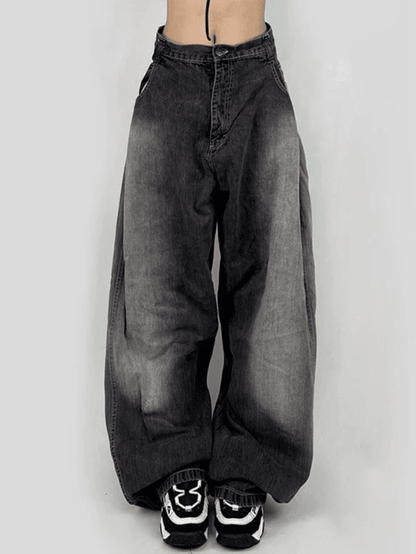 Levoire | Jean Boyfriend À Jambes Relaxées À Taille Contrastée Lavée Noir